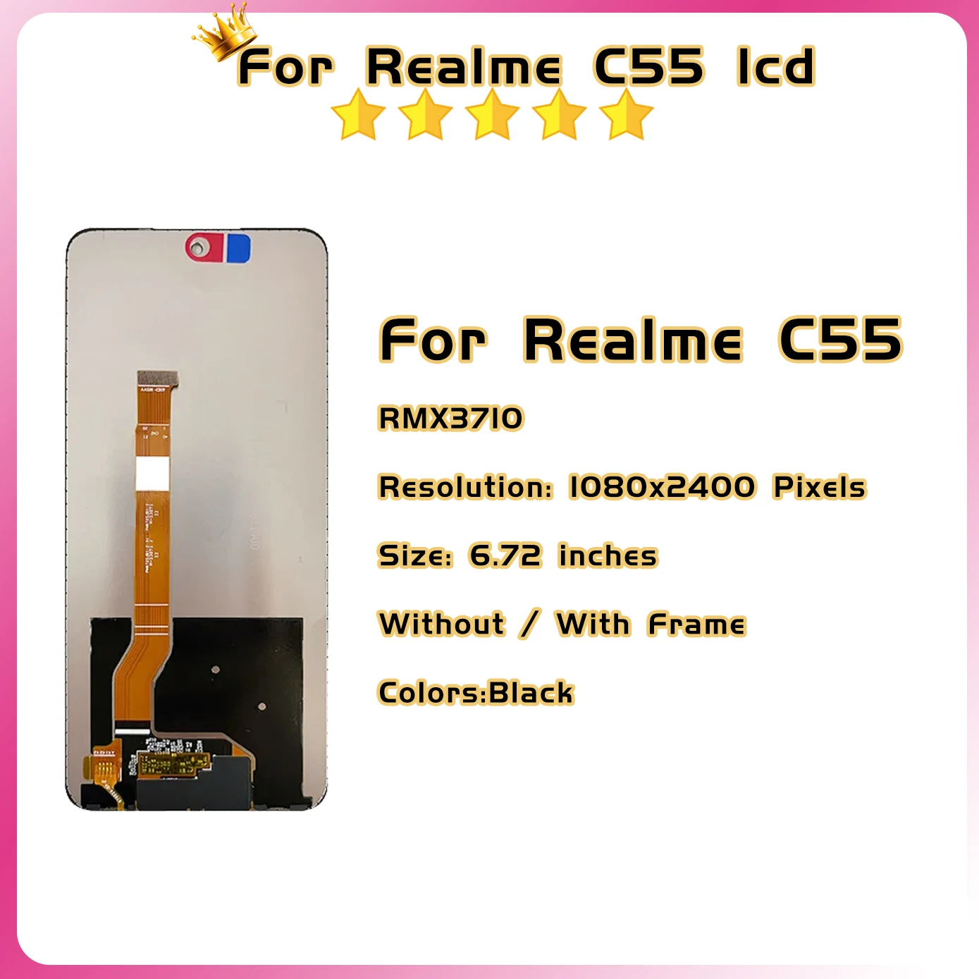 6.72\'\' For OPPO Realme C55 RMX3710 LCD Replacement Repair Parts Display Touch Screen Digitizer Assembly for RealmeC55 LCD