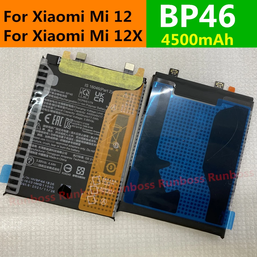 BP46 4500mAh 100% Original New Genuine Phone Replacement Battery For Xiaomi Mi 12 / Mi 12X Cell Phone Batteries Bateria +Tools