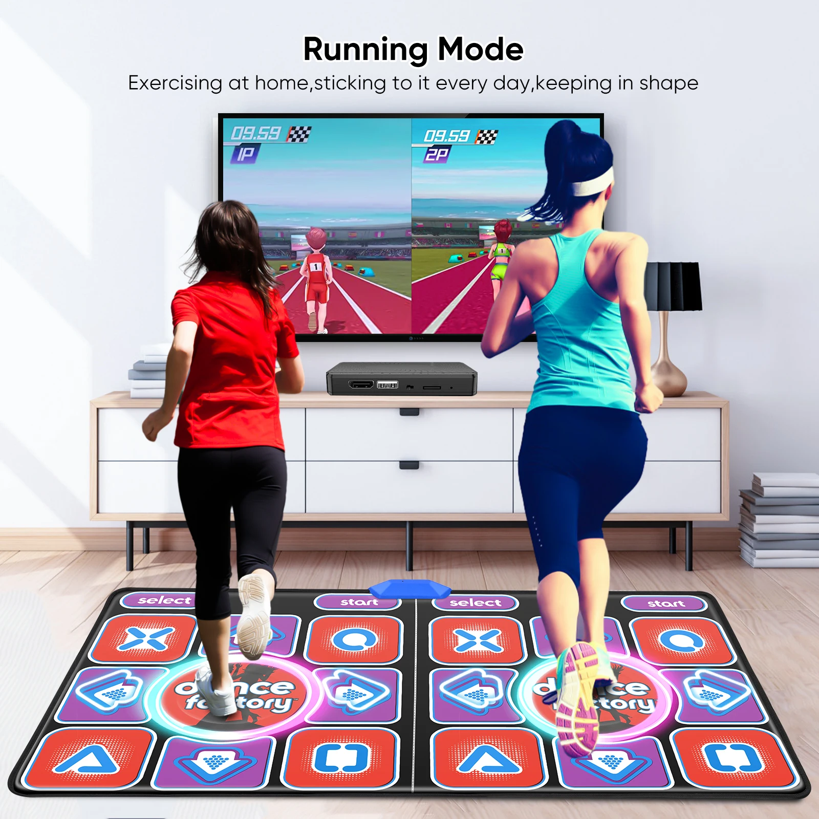 

HDMI Wireless Double Dance Mat Yoga Fitness Game Pad Non-Slip Self-Update MV/3D/Cartoon Mode for TV