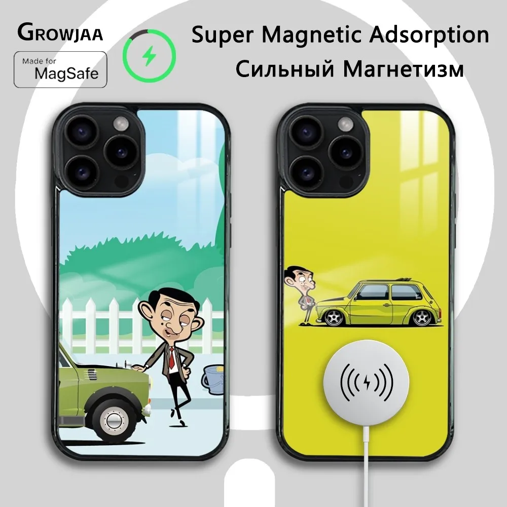 Classic Pantomime Funny Mr.Bean Phone Case For iPhone 15 14 13 12 11 Pro Max Plus Mini Shockproof Mirror Wireless Magnetic Cover