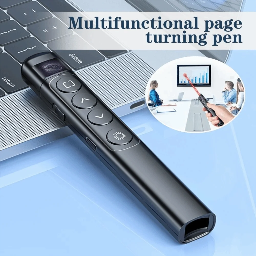 RF2.4GHz Remote Control Page Turning Pen 100M Distance Infrared Wireless Presentation Clicker Type C Rechargeable Versatile