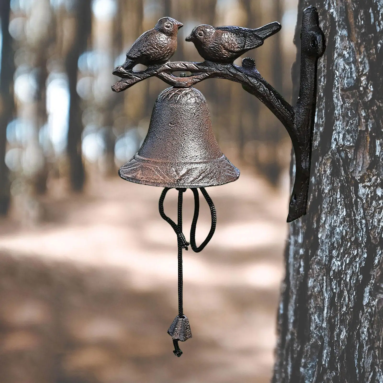 Dzwonek do jadalni montowany na ścianie, retro design, metalowy dzwonek, dekoracja w stylu farmhouse, rustykalny dzwonek do drzwi z motywem ptaków do ogrodu, na podwórko, na ścianę, do użytku wewnątrz i na zewnątrz, do domu.