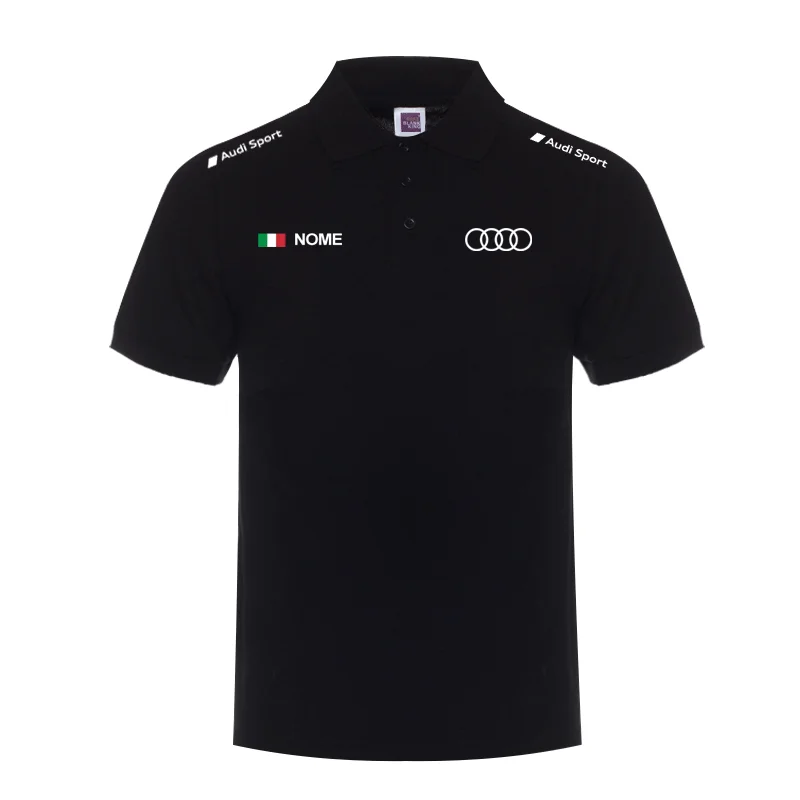 COOL Car Audi Printed Business Casual Sports Solid Color Short Sleeve Men\'s Popular Lapel Cotton Quality Polo Shirt