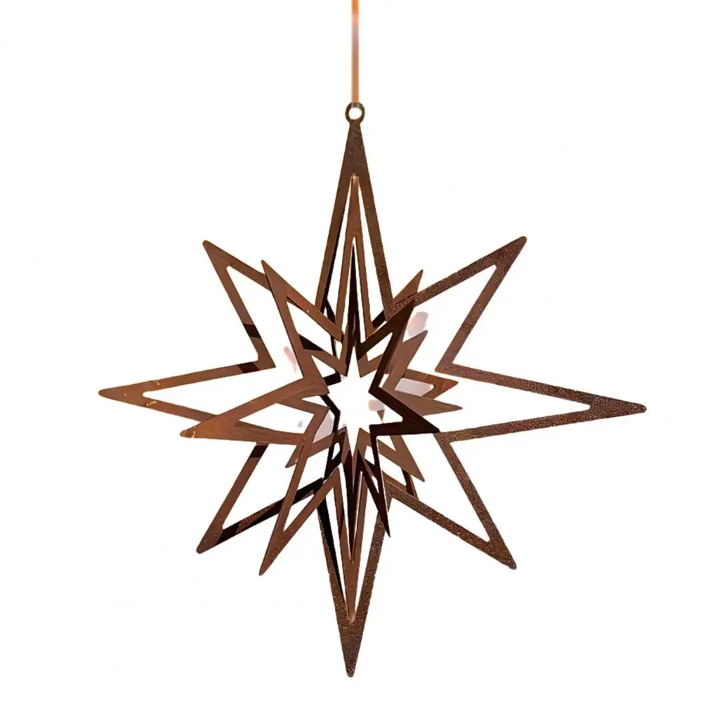 Metal Wind Spinner, 3D Eight-pointed Star/Heart Garden Hanging Decor, Reflective Outdoor Patio Decoration Gifts for Mom And Frie