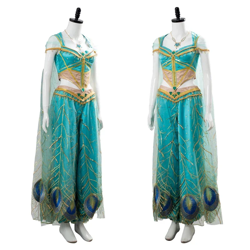 Princess Peacock Cosplay Fantasy 2019 Movie Naomi Scott Costume Disguise Adult Women Cosplay Roleplay Fantasia Outfits Female