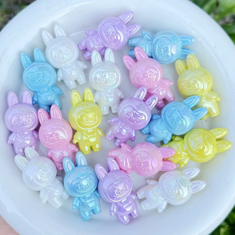 20pcs New Rabbit Action figurine through-hole beaded DIY mobile phone chain keychain beaded pen accessory material