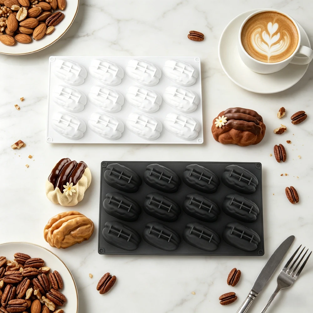 1 or 3 or 4 or 6 or 12-Cell Pecan Nuts Design Silicone Chocolate Mold French Mousse Cake Mould Soap Moulds Kitchen Dessert Tools