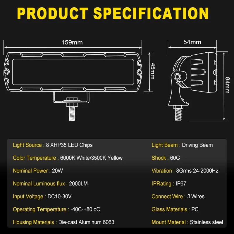 Led Work Light Bar 6 Inch 6D 7D Bar offroad Driving Running Light fog lights for Motorcycle Car 4X4 ATV SUV Truck Tractor 12V 24