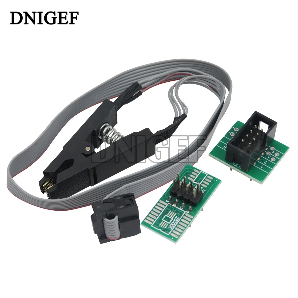 DNIGEF SOP8 Test Clip with 1or2 Adapters SOIC8 Flash Chip IC Test Clips For EEPROM 93CXX / 25CXX / 24CXX in-circuit programming