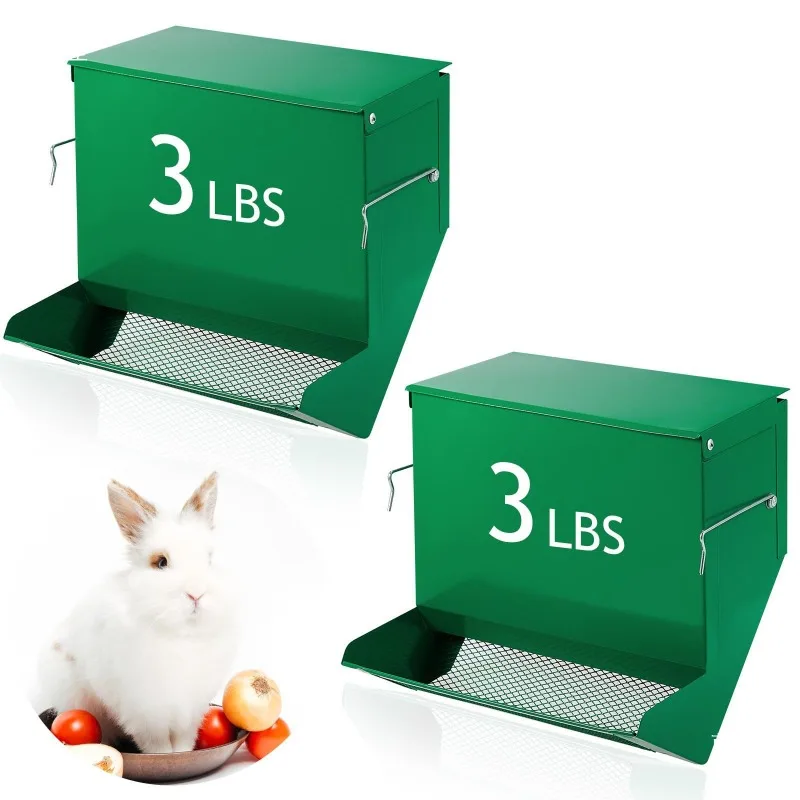 Feeding Trough Galvanized Metal Rabbit Feeder Small Animals
