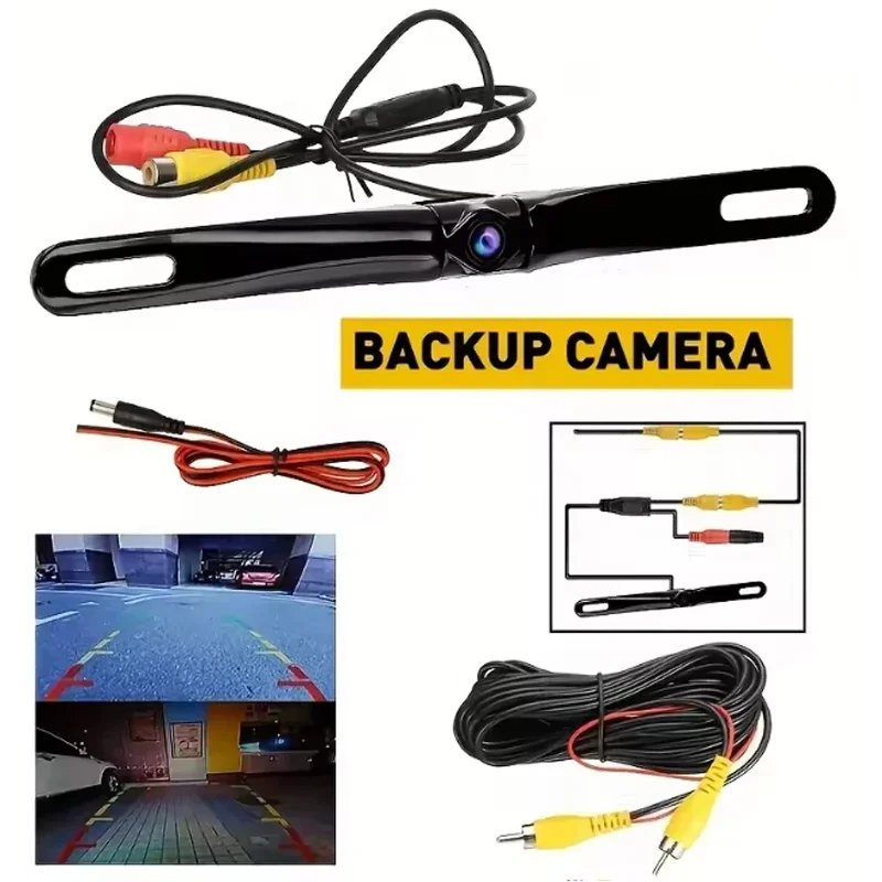 Car Metal Backup Camera, Rear View License Plate Reverse Camera Universal For Pickup Truck Car SUV Wide Angle Night Vision