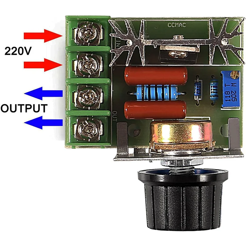 AC 220V 2000W SCR Moduł regulatora napięcia Ściemniacz Regulator prędkości silnika Termostat Elektroniczny — zdjęcie produktu 3