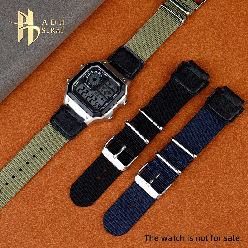 

Для Casio AE1200/1300 SGW300/400/500 AE1000 MRW200H F108 нейлоновый ремешок для часов с приподнятым интерфейсом 18 мм водонепроницаемый мягкий универсальный ремень
