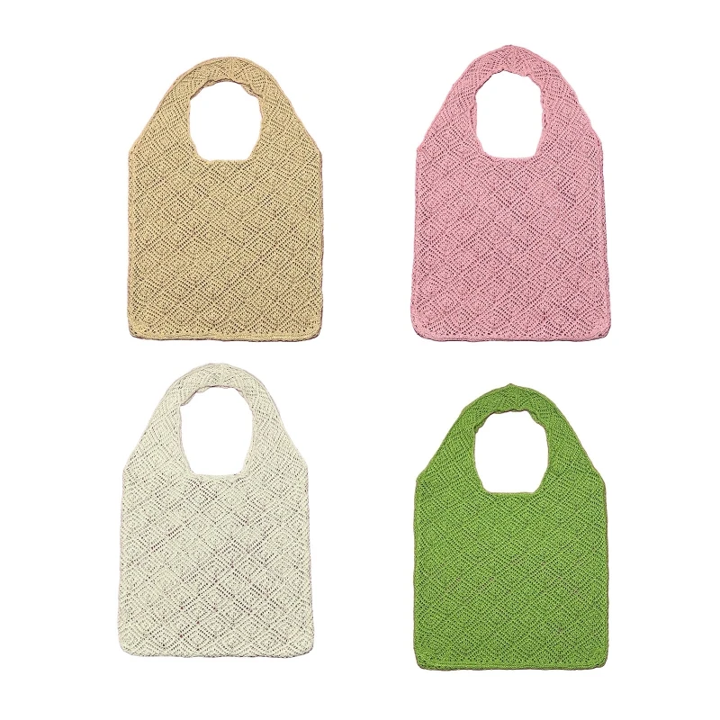 Knitted Tote Bag Handbags For Women Bohemian Shoulder Bag Book Storage Bag