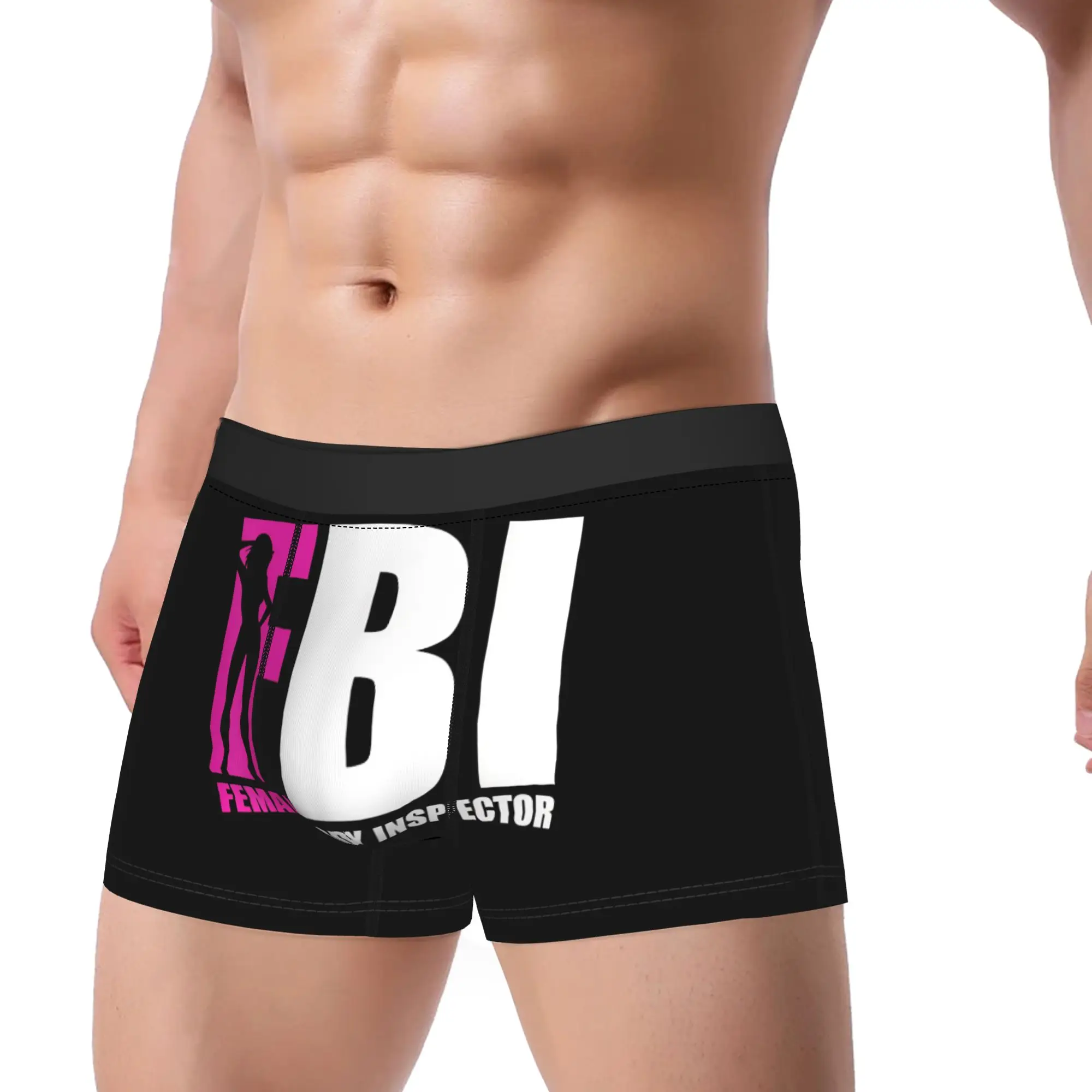 Pink Girl Silhouette FBI Joke Boxer Brief  Underwear High Quality Man Funny Boxer Shorts Design Oversize Underpants