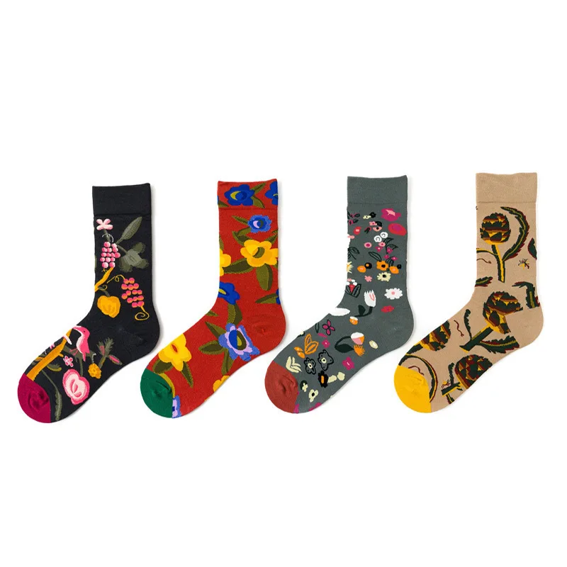 French Oil Painting Style Art Men/women Socks Ins Jacquard Street Skateboard Retro Jacquard European and American Style Sock