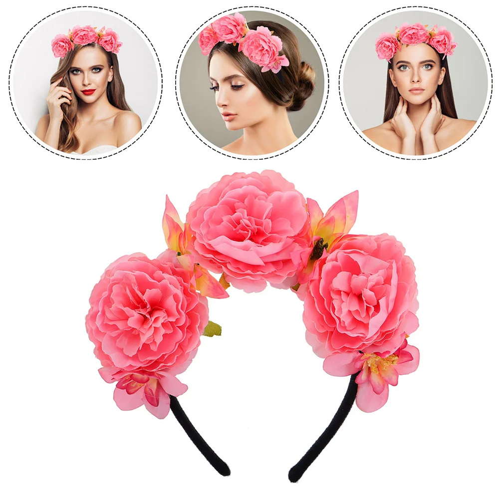 2 PCS Holiday Artificial Flowers Headbands for Women Costume Trendy Hair Accessories Wedding Rave Festival Formal Prom Floral