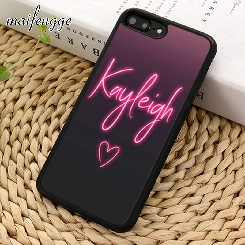 maifengge PERSONALISED NEON GLOW CUSTOM NAME INITIALS phone Case cover For iPhone 15 16 14 plus X XR XS max 11 12 13 Pro