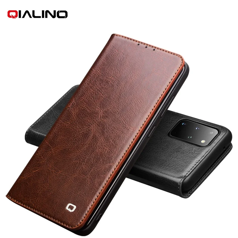 

Qialino Fashion Genuine Leather Case For Samsung Galaxy S20 Ultra Bag Card Slot Ultrathin Flip Cover For Galaxy S20+ Plus 5g