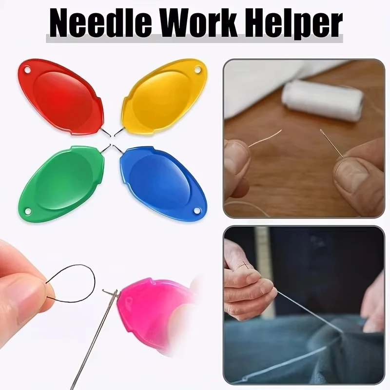 6Pcs Stitch Insertion Tool Needle Threader for Sewing Machine Plastic Wire Loop for Needles Needleswork Threader Sewing Gadgets