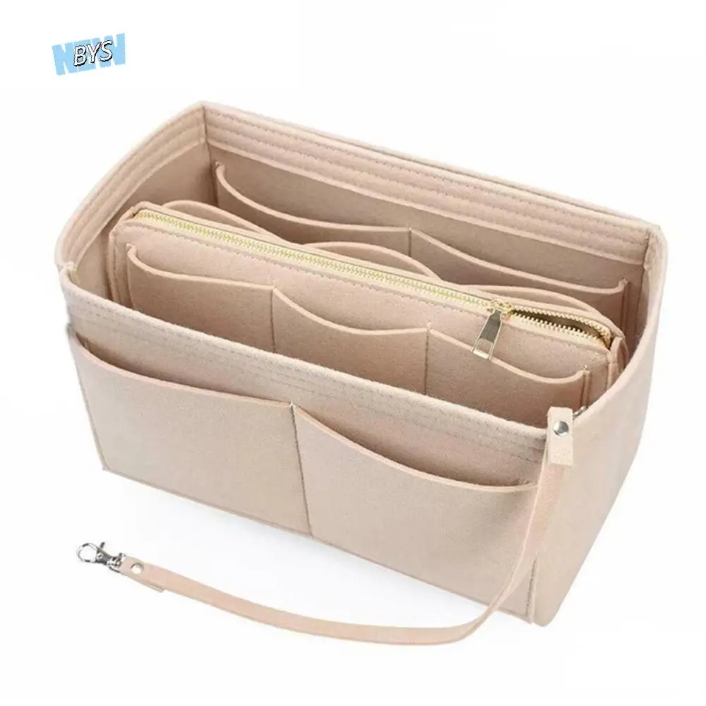 

Lightweight Handbag Insert Felt Storage Bags Storage Pouch Zipper Multifunctional Multi-Pocket Handbag Mobile Phone Bag