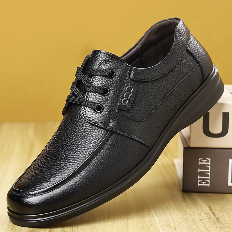 

Men's Banquet Leather Shoes Lace Up Thick Soled Wear-resistant Work Shoes Outdoor 2026 Classic Brand Men's Business Dress Shoes