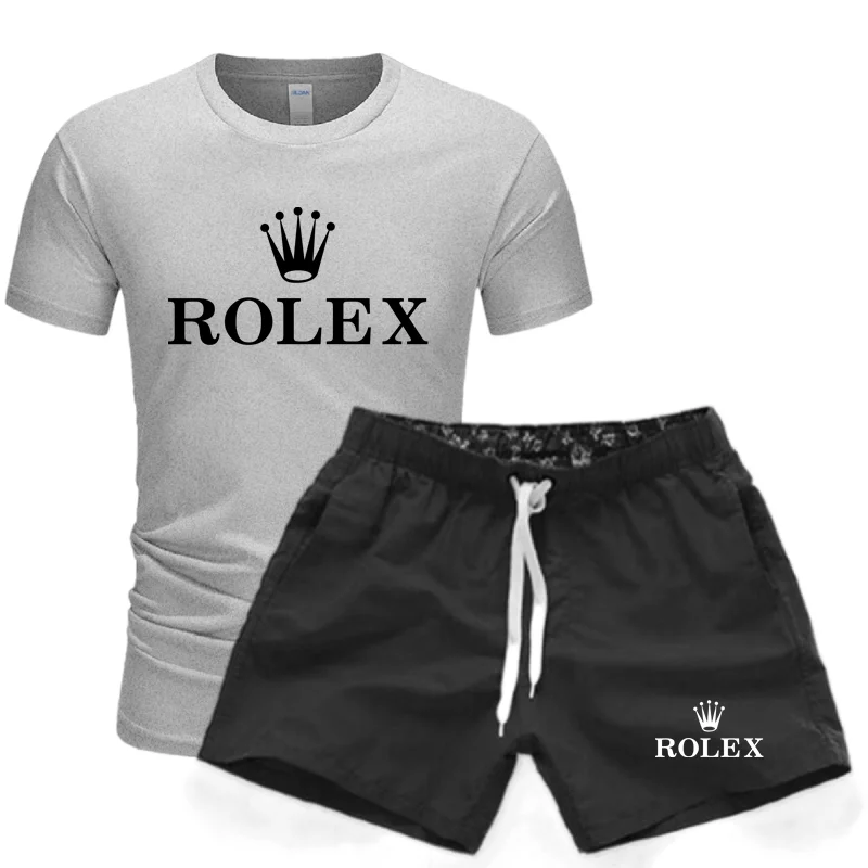 Summer fashion printed men\'s shorts set Men\'s Quick drying sports set Short sleeve T-shirt set men\'s jogging set
