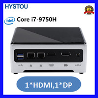 HYSTOU Mini PC Quad Core i7 9750H Office Business Desktop Computer DP HDMI 6*USB3.0 Computador Win10 pro 4K Dual LAN WIFI