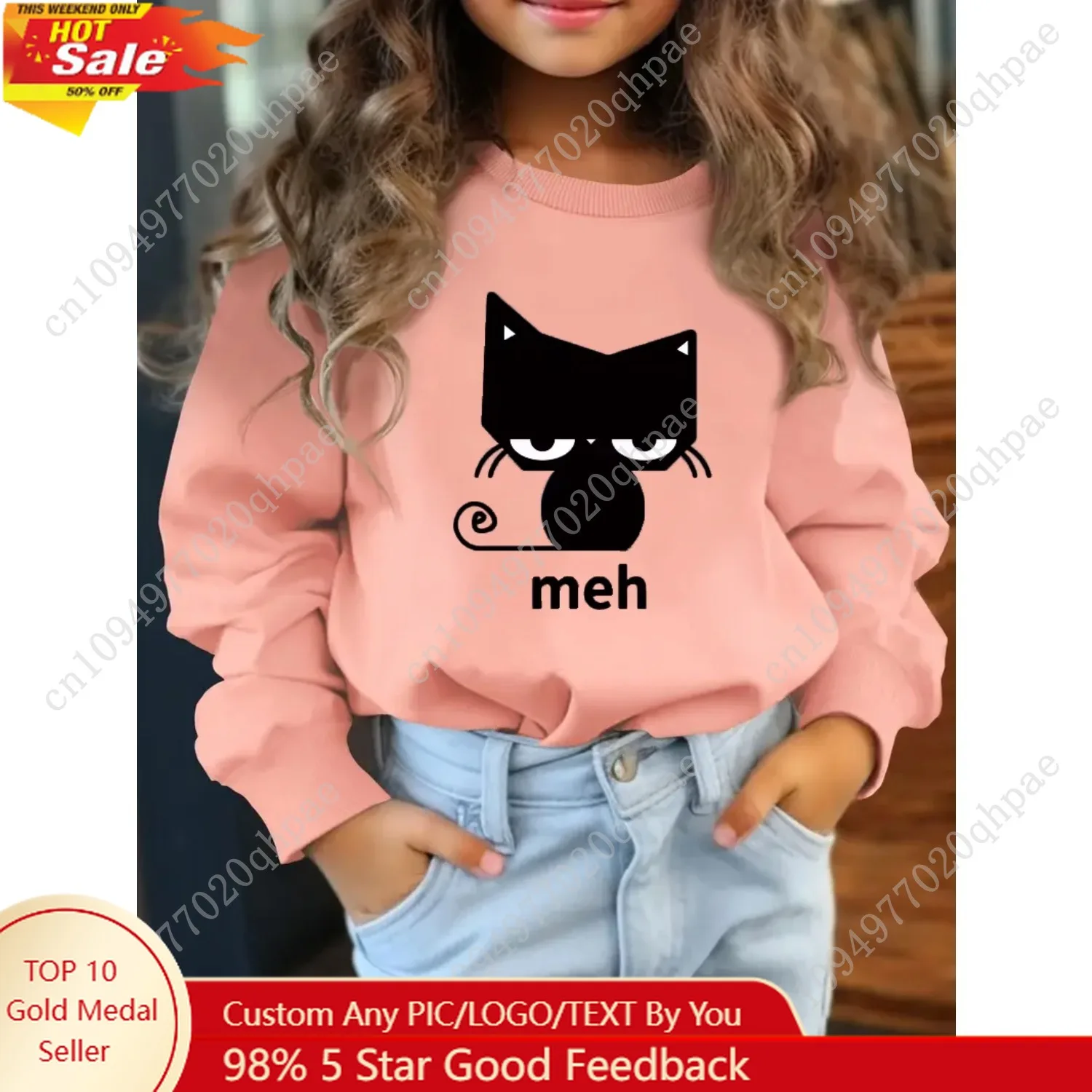 

Autumn Casual And Fashionable Cartoon-Printed Round-Neck Hoodie For Girls