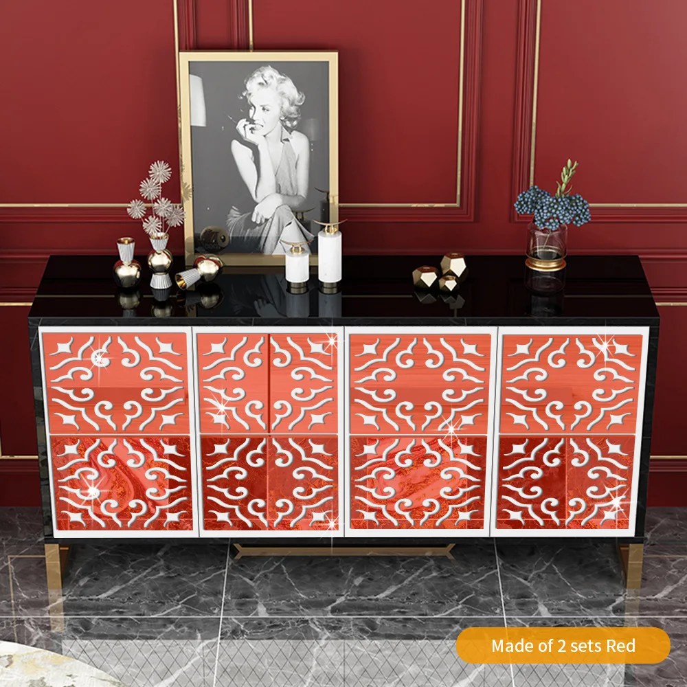 15/20/27cm Portuguese Tiles Pattern Mirror Sticker Wardrobe Cabinet Door Decor Acrylic Decal Furniture Modification Wall Sticker