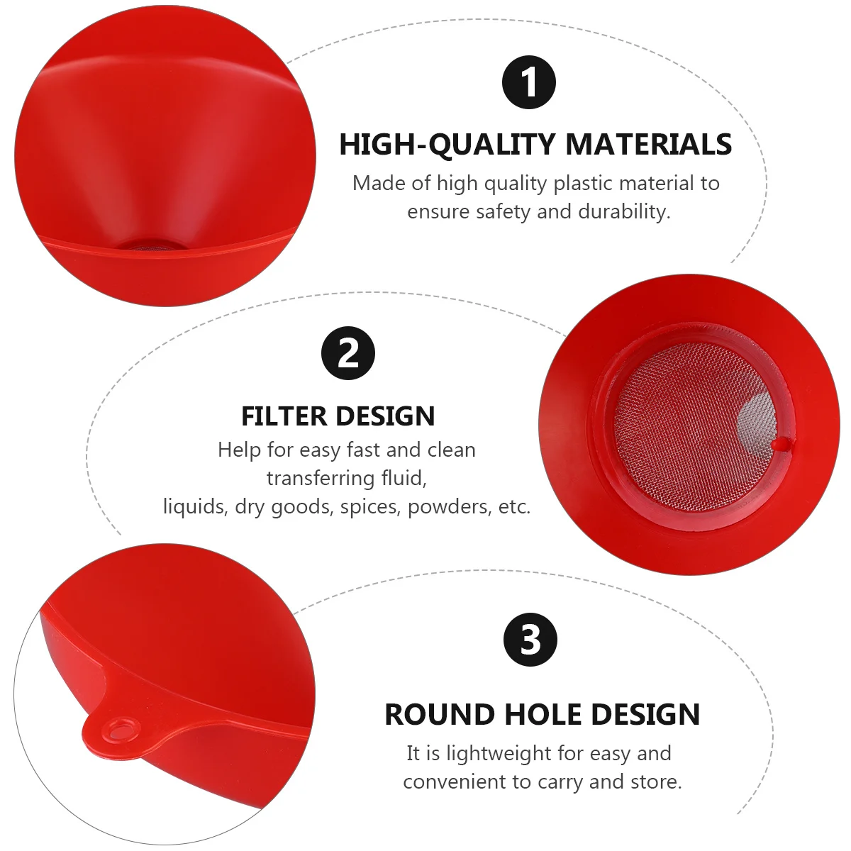 

Plastic For Liquid Transferring Multi-Purpose Filter Mesh Plastic Funnel Kitchen Use Practical Funnel