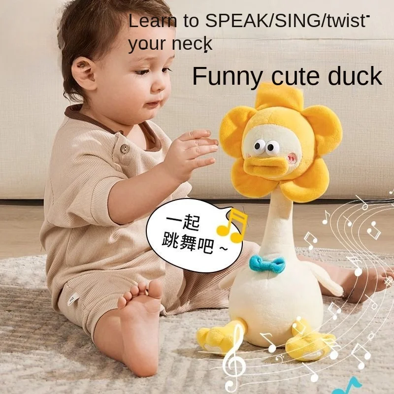 Electric Dancing Duck Repeater Duck Can Sing, Twist And Dance Long Neck Twist Duck Plush Toy Kids Birthday Gift Action Figures