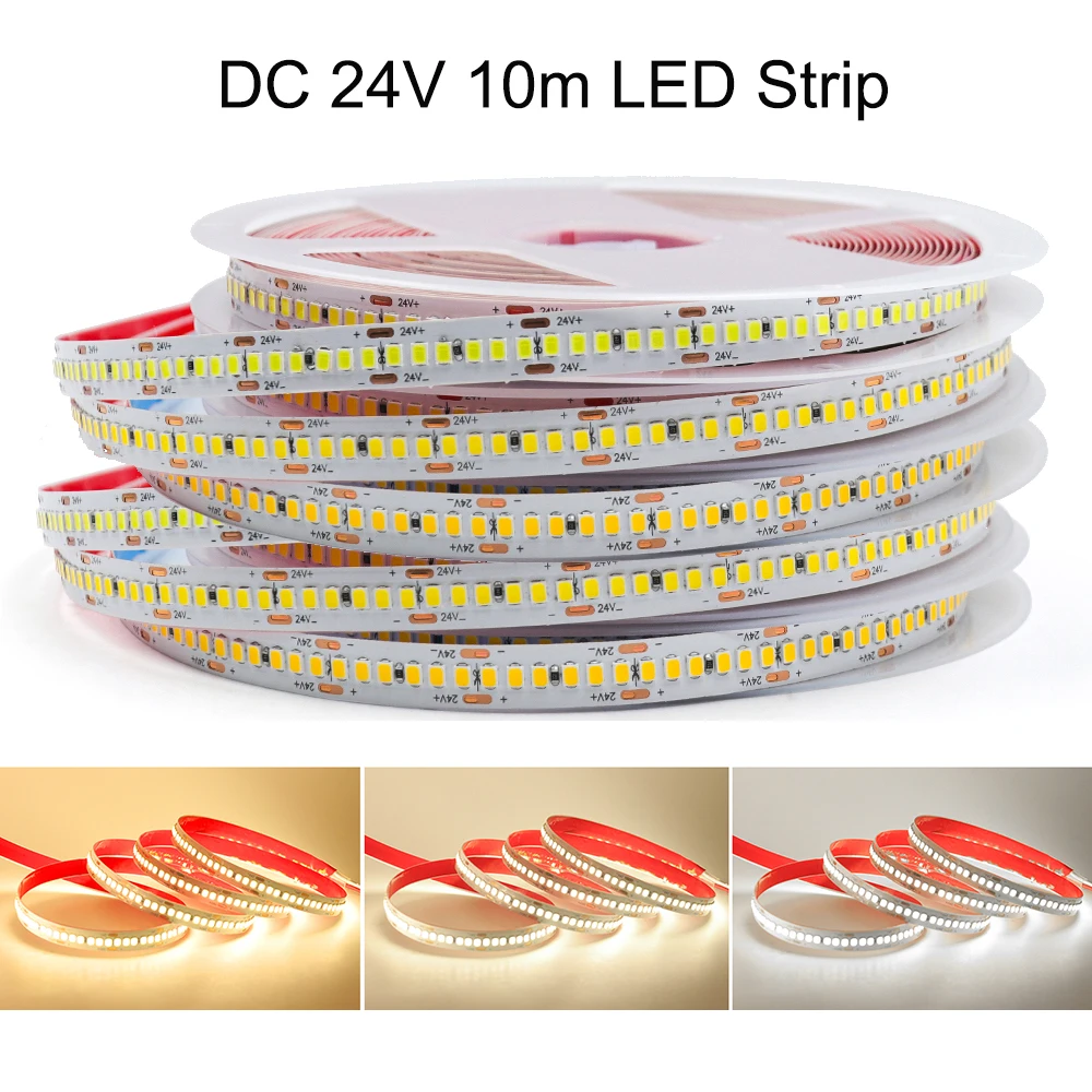 10m LED Strip Light 24V 2835 240leds/m Flexible LED Ribbon Diode Tape 2400LEDs/reel LED Light for Room Decor Warm Natural White