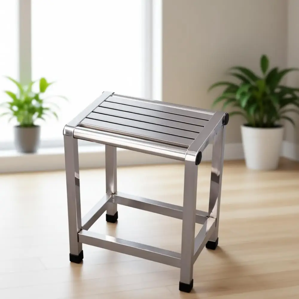 

Durable Stainless Steel Shower Bench, Waterproof Bathroom Sitting Stool for Outdoor Use, 16.14 High Shaving Chair for Spa and Pe