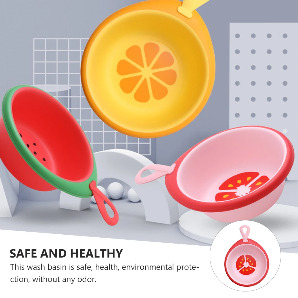 

1pc Multipurpose Portable Wash Basin Cartoon Fruit Design Thickened Pp Silicone Basin For Household Use Environmental