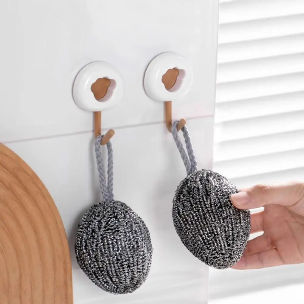Durable Kitchen Scrubber 2/3pcs Stainless Steel Balls Pot Scrubber Set with Hanging Loop Kitchen Scrubbing Brush for Stains