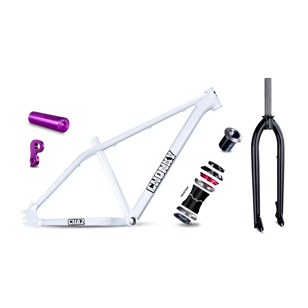 

Велосипедная рама Funsea Chaz2 Stunt Wheelie Big BMX из сплава, 27.5 дюймов # Вилка из хромомолибденовой стали 4130, фиолетовый кронштейн для крепления руля, комплект подвески