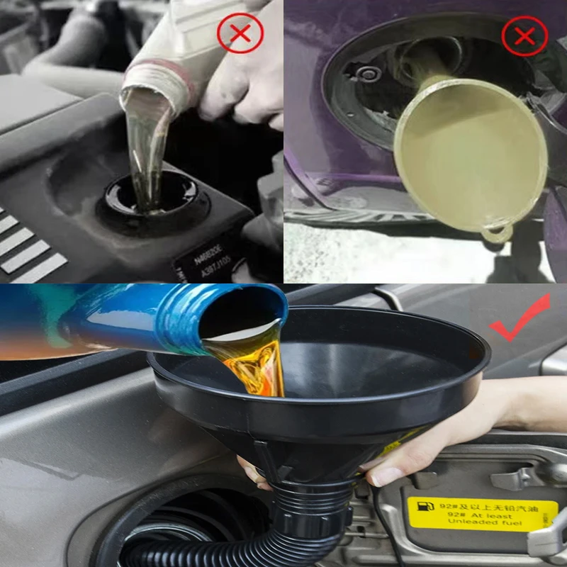 Engine Refueling Funnel with Filter for Car Motorcycle Truck Oil Gasoline Filling Strainer Extension Pipe Hose Funnels Tool