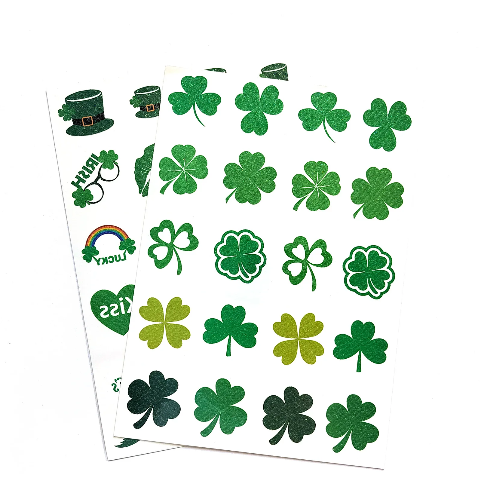 2PCS Glitter Tattoo for Kids Temporary Tattoo for St. Patrick's Day Children Face With Eco-Friendly Waterproof Flashing Sticker