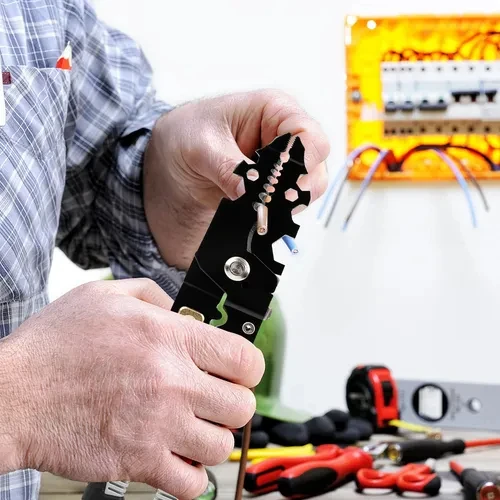 Multifunctional Automatic Wire Pliers Chromium Vanadium Steel For Electrician Cable Crimping Cutting Tool Black 215mm