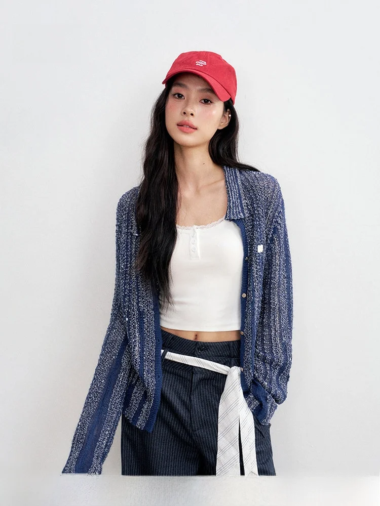 

Liilou Comfortable Lazy Texture Mixed Yarn Knitted Open Cardigan Women's Casual Fit Long Sve Polyester Fiber Knitwear