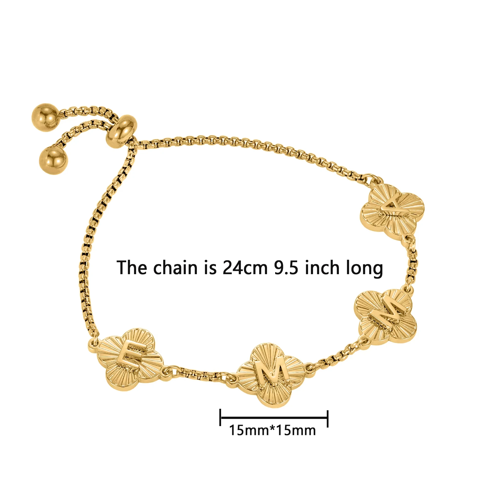 

Custom Clover Leaf Bracelet For Women Personalized 18K Gold Plate Pandora Bracelets Charms Jewelry For Girlfriend Christmas Gift