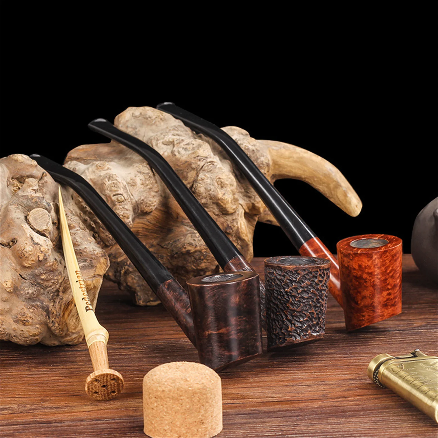 

Hammer Briar Wood 3mm Filter Long Handle Reading Pipe For Cut Tobacco Gentleman Smoking Pipe With Accessory Father's Gift