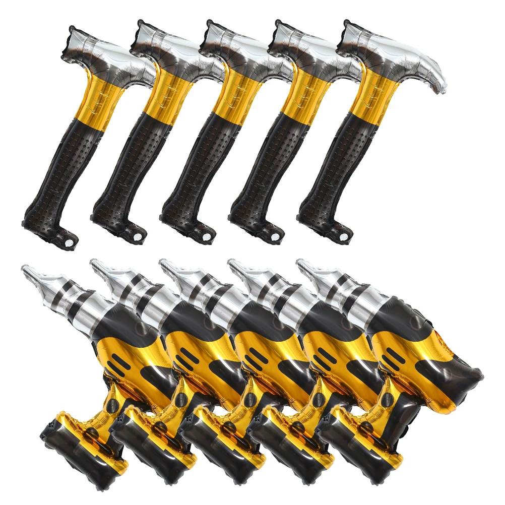 

10 Pcs Repair Tools Electric Drill Balloons Lightweight Stable Material Party Decorations Inflatable Foil Balloon Toys