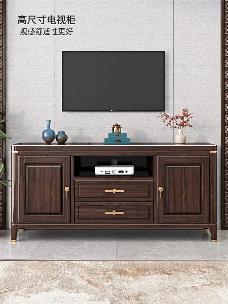 New Chinese style TV cabinet Purple gold sandalwood living room floor cabinet High cabinet TV cabinet Combination wall cabinet