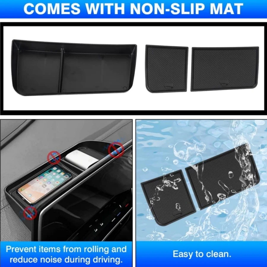 ABS داش صينية لشركة فولكس فاجن فولكس فاجن ID.4 2024-2020 لوحة القيادة درج منظم ID4 كروز صينية حامل الأنسجة مخفي خلف الشاشة #5