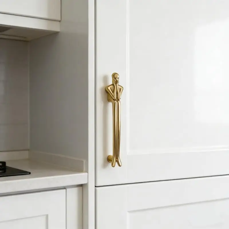 Creative Humanoid Furniture Handles Nordic Modern Long Drawer Knobs Durable Zinc Alloy for Wardrobe Cupboard Door Interior Deco