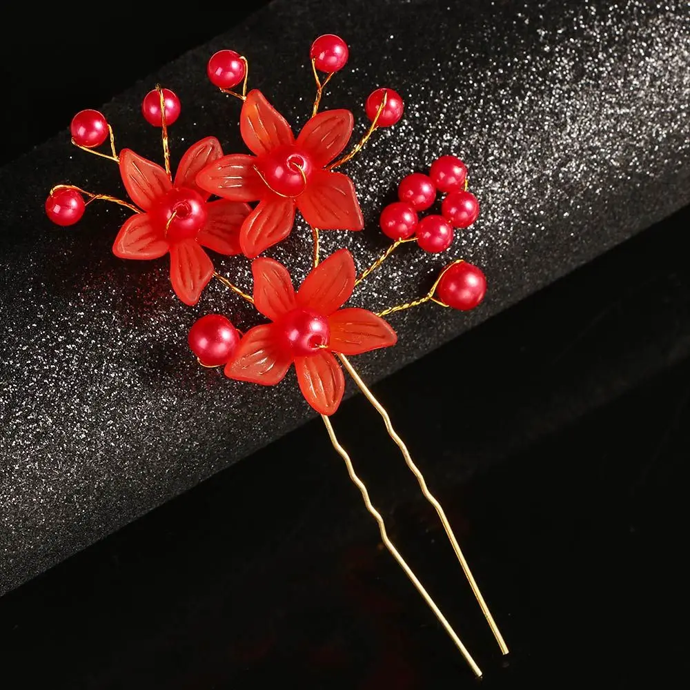 Festival Pearl Hair Jewelry Hairpin Plait Beautiful Bride Hairpin Hair Clip Flower Hairpin Headdress