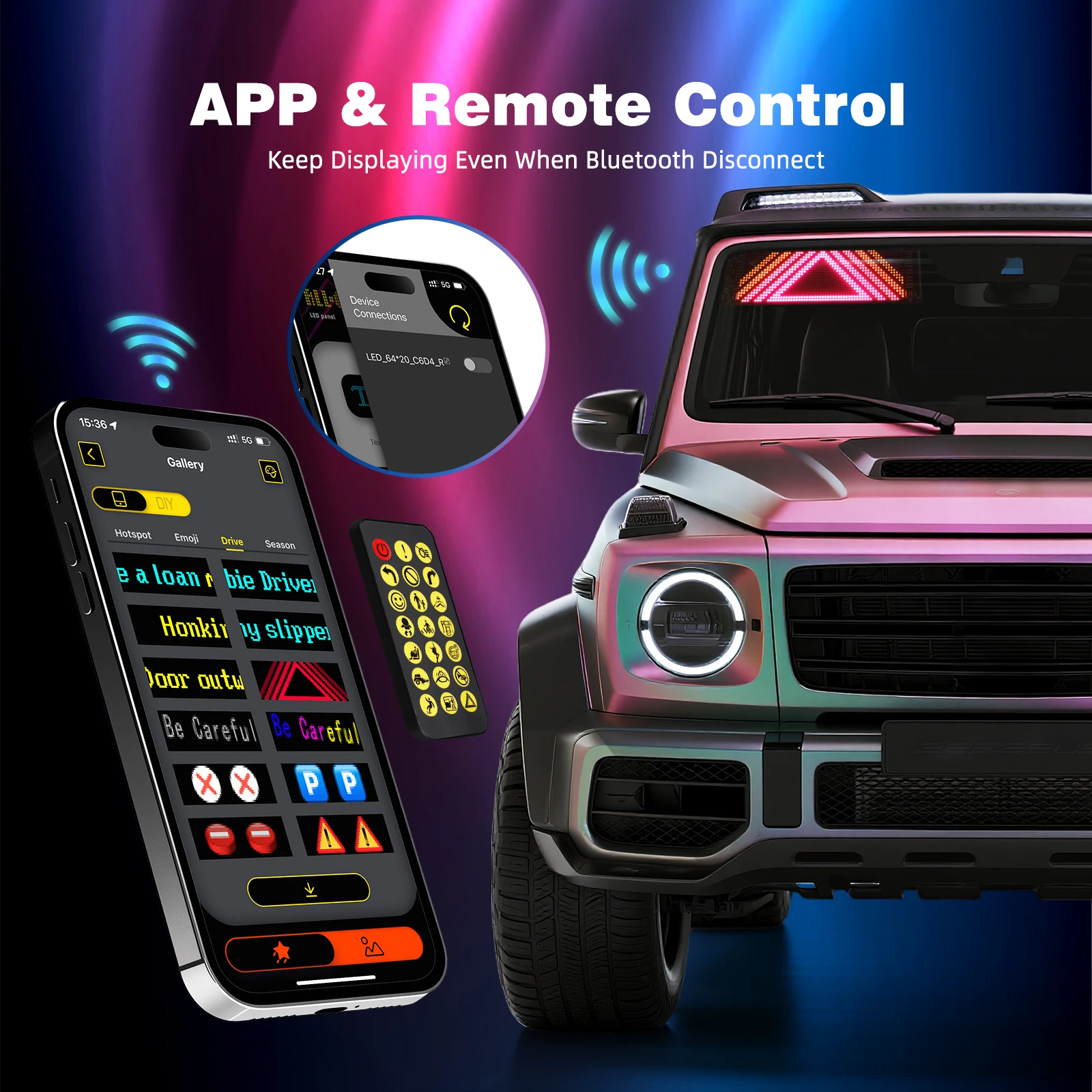 Camion Auto Devil Eye LED Pixel Matrix Pannello Segnaletica Luce App Telecomando 5V USB Illuminazione personalizzata Scorrimento per Parabrezza di bordo