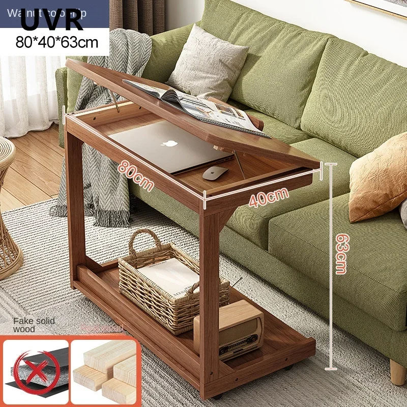 UVR Small Coffee Table Home Bedroom Bedside Table Living Room Sofa Side Corner Several Computer Desk Flip Small Side Table